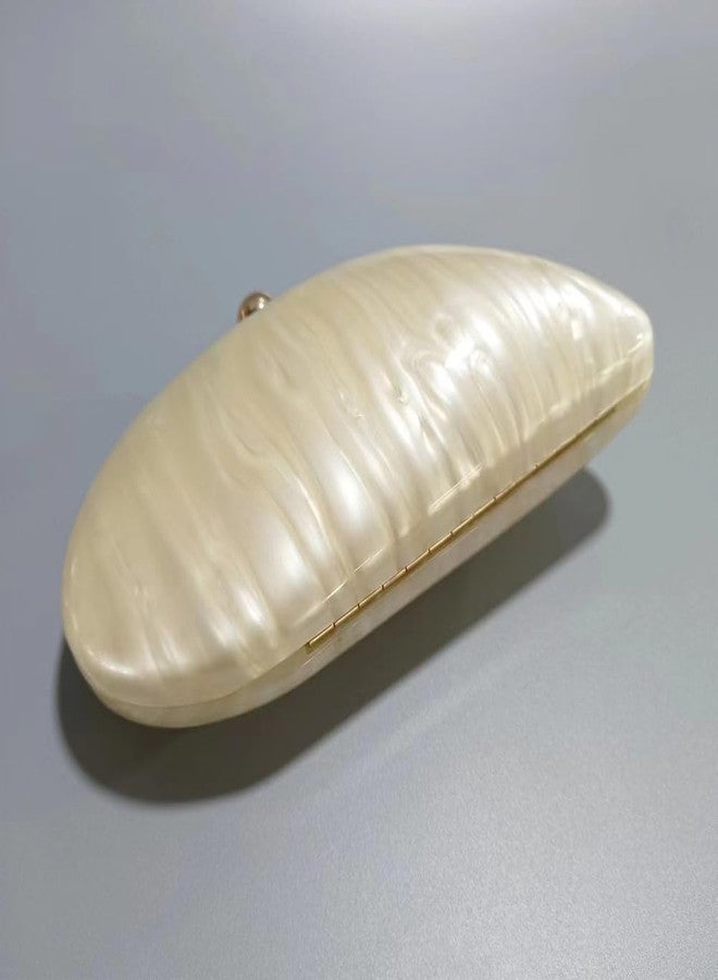 CUXVA Acrylic Shell Shaped Bag Luxury Marble Clutch Evening Purses for Women Glitter Handbag for Wedding Cocktail Party Prom - Image 4